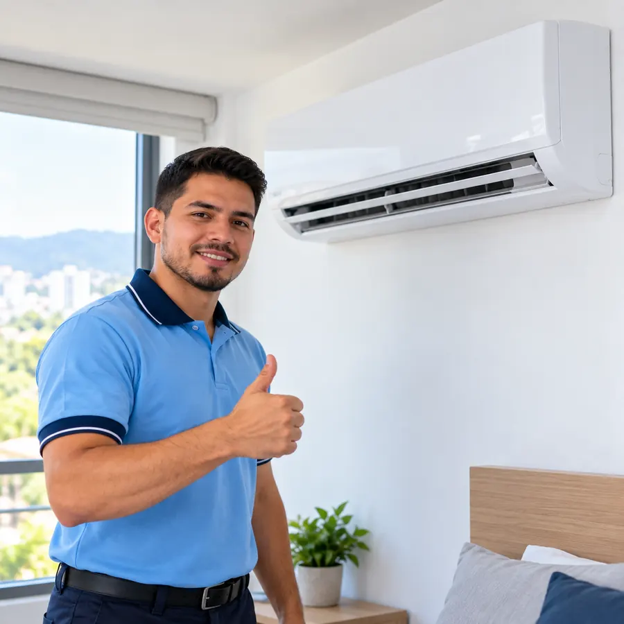 Imagen de referencia: unidad interior minisplit recién instalada en una habitación